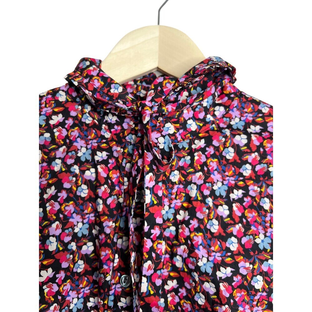 J Crew Liberty Art Fabrics Floral Tie Neck Button Front Top Size 8 Sarah Print - Picture 4 of 6